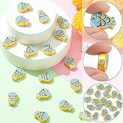 LiQunSweet 20 Pcs Enamel Marine Animal Golden Bead