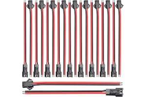 VONVOFF 2pin JST SM Connector,10Pairs Micro Male and Female JST Connector Adapter Plug,Red Black Terminal Connector Cable with 15CM 20AWG Wire for LED Light Strip,