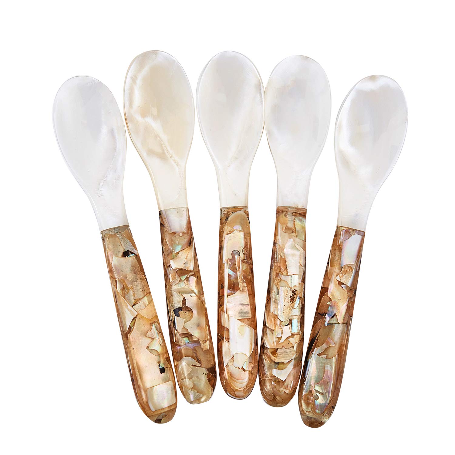 DUEBEL 5 pcs Mother of Pearl Spoons, 12.5cm x 2.5cm (5pcs Spoons)