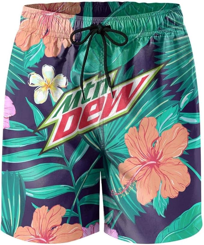 Printed Funny MountainDewDrinkLogo Men's Shorts for Beach Home