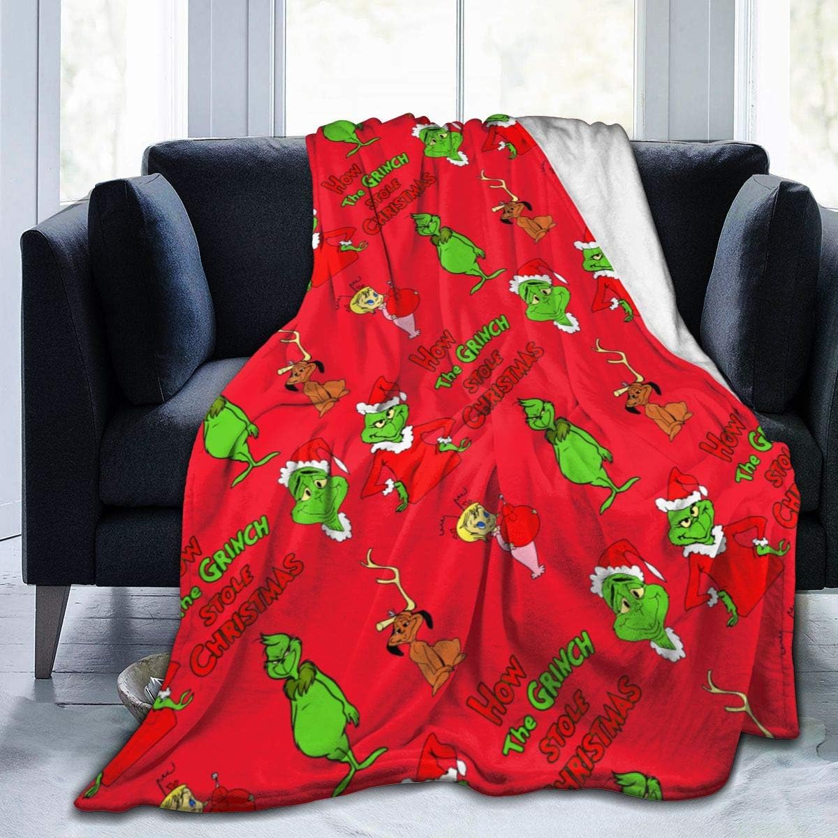 Grinch Stole Christmas Pattern Ultra Soft Sherpa Flannel