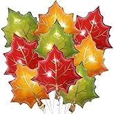 9Pcs Fall Maple Leaf Balloons Thanksgiving Balloons, 24inch Autumn Leaves Foil Balloons Orange Green Red Leaf Balloons Set fo
