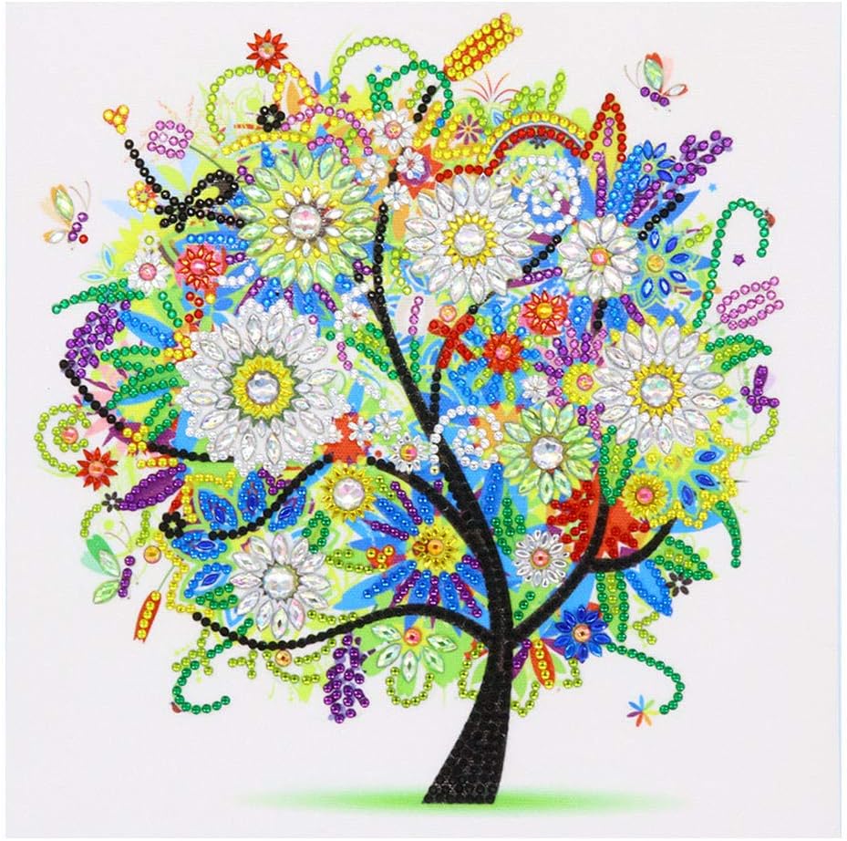 Sixpi DIY 5D Special Shaped Diamond Painting by Number Kits for Adults Kids, Crystal Rhinestone Embroidery Paint with Diamonds, Full Drill Canvas Art Picture for Home Wall Decor, Colorful Tree