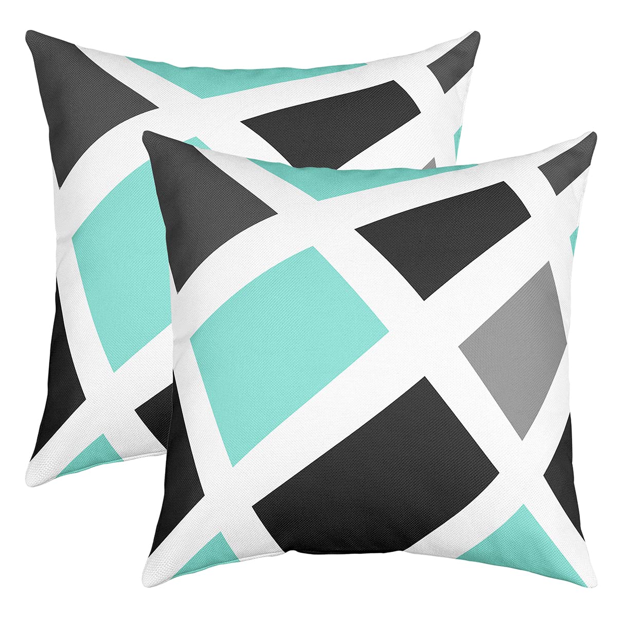 Loussiesd Set of 2 Strip Lines Throw Pillow Covers Geometric Grey Green Black Cushion Case for Home Living Room Decor Reversible Modern Abstract Art Decorative Throw Cushion Case 18x18 Inch — image 1