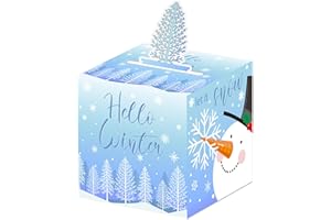 VIVORA Merry Christmas Birthday Money Box Gifts for Cash Pull, Happy Birthday Blue Christmas Boxes Gifts for Money Pull Out, 50Pcs Transparent Bags