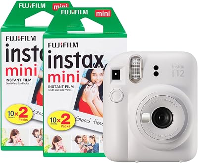 INSTAX Fujifilm Instax Mini 12 Camera Clay White with 40 Shot Film Pack