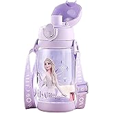 Everyday Delights Frozen Elsa Water Bottle Double Covers with Straw and Strap 520ml - Purple