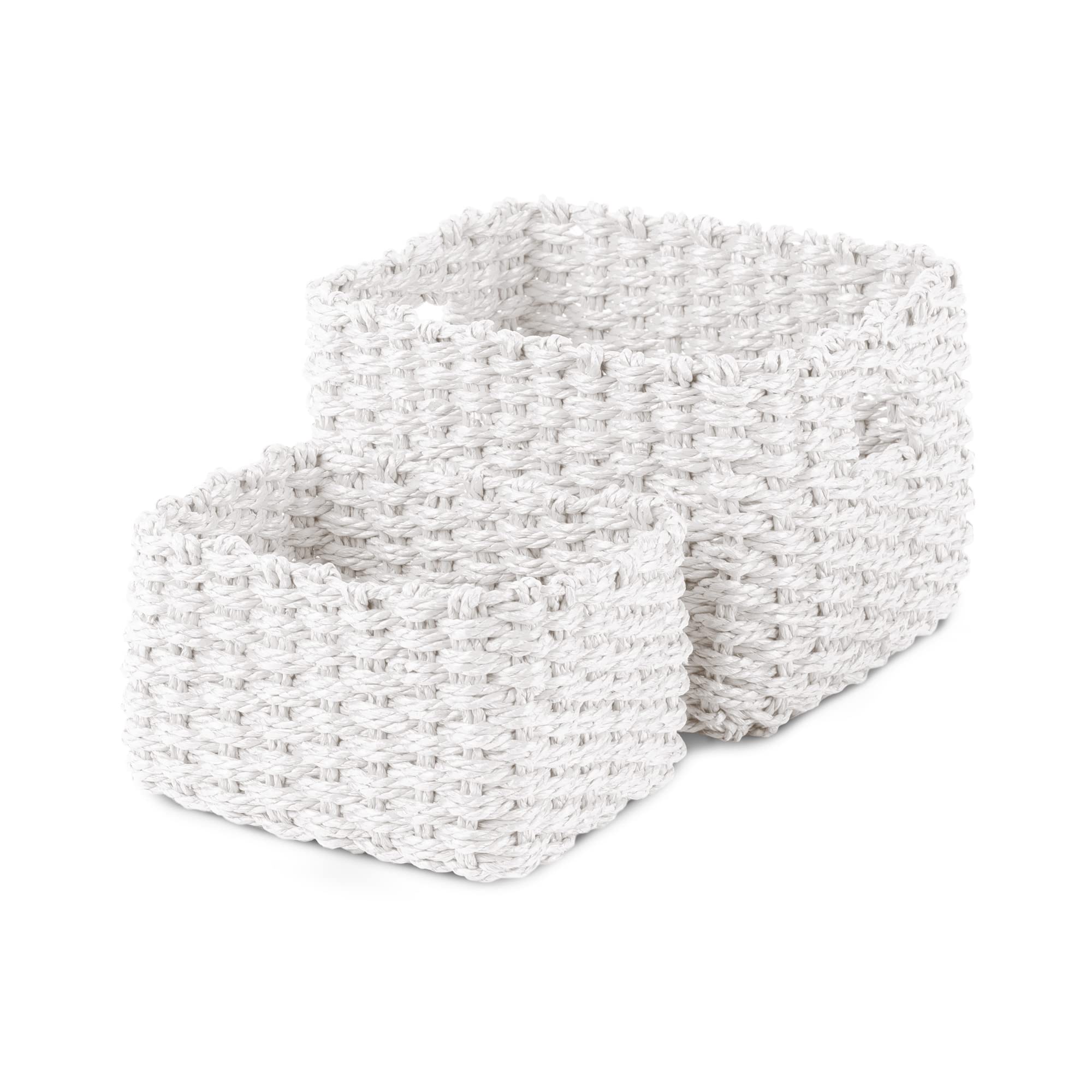 Compactor Lisou Woven Storage Baskets, Set of 1 Large and 1 Small, White