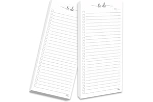 HerZii Prints 2 PackTo Do List Notepad - 3.7 x 8.5 (1/3 Sheet Slim Skinny Size), Grocery List Pads for Fridge, Shopping List Notepads.