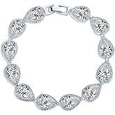 MASOP Women's Silver-Tone Clear CZ Cubic Zirconia Pear Shape Teardrop Jewelry