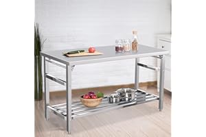60'' x 24'' Stainless Steel Work Table, Folding Table for Kitchen, NSF Commercial Heavy Duty Stainless Steel Prep Table with 