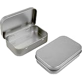 Yeetandoo 2 Pack Metal Tin Box with Lid,Rectangular Small Storage Container for Watercolor Pen Eraser,Jewelry,Candy,Craft Organize,Mini Portable Box Set (Silver, 2)