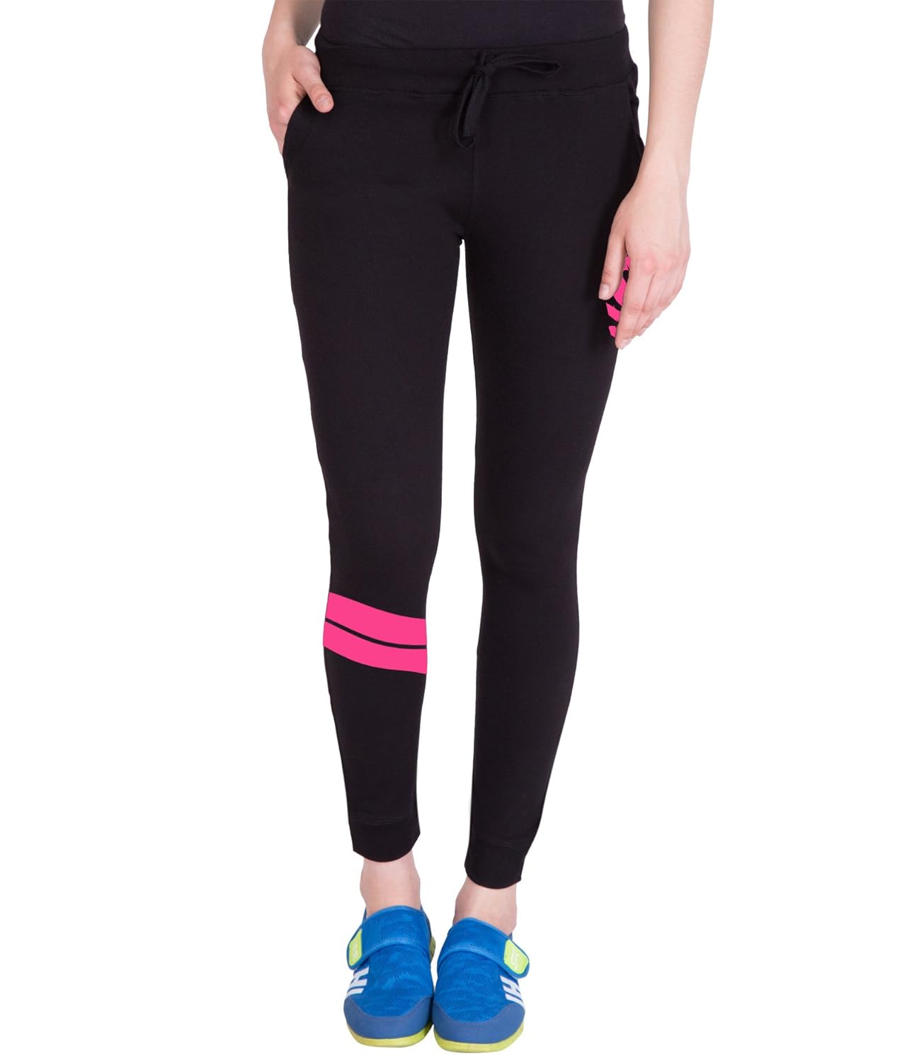 american-elm women's black,pink printed trackpant