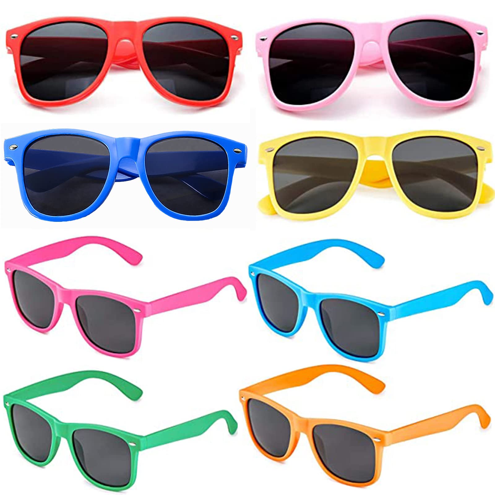 Eterspr Retro Neon Party Sunglasses Set, Multicolor Cat Eye Sunglasses, 8 Colours, Holiday Theme, For Carnival, Hawaii, Outdoor Travel
