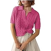 Zeagoo Women Short Sleeve Sweater Pullover Polo Tops V Neck Knit Casual Soft Pullover Shirt