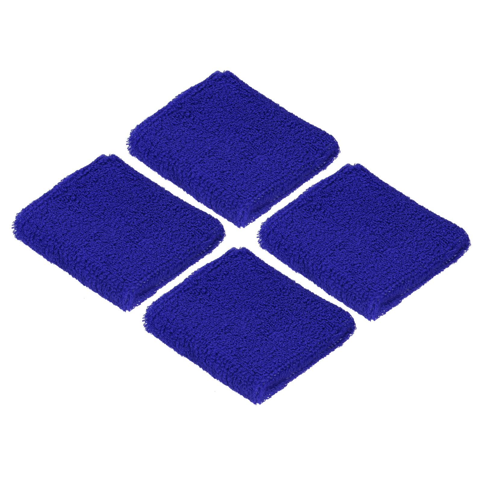 PATIKIL Sports Wristbands 8x8cm, 4 Pack Cotton Terry Cloth Absorbent Sweatband for Tennis Basketball Working Out Athletic Running, Dark Blue