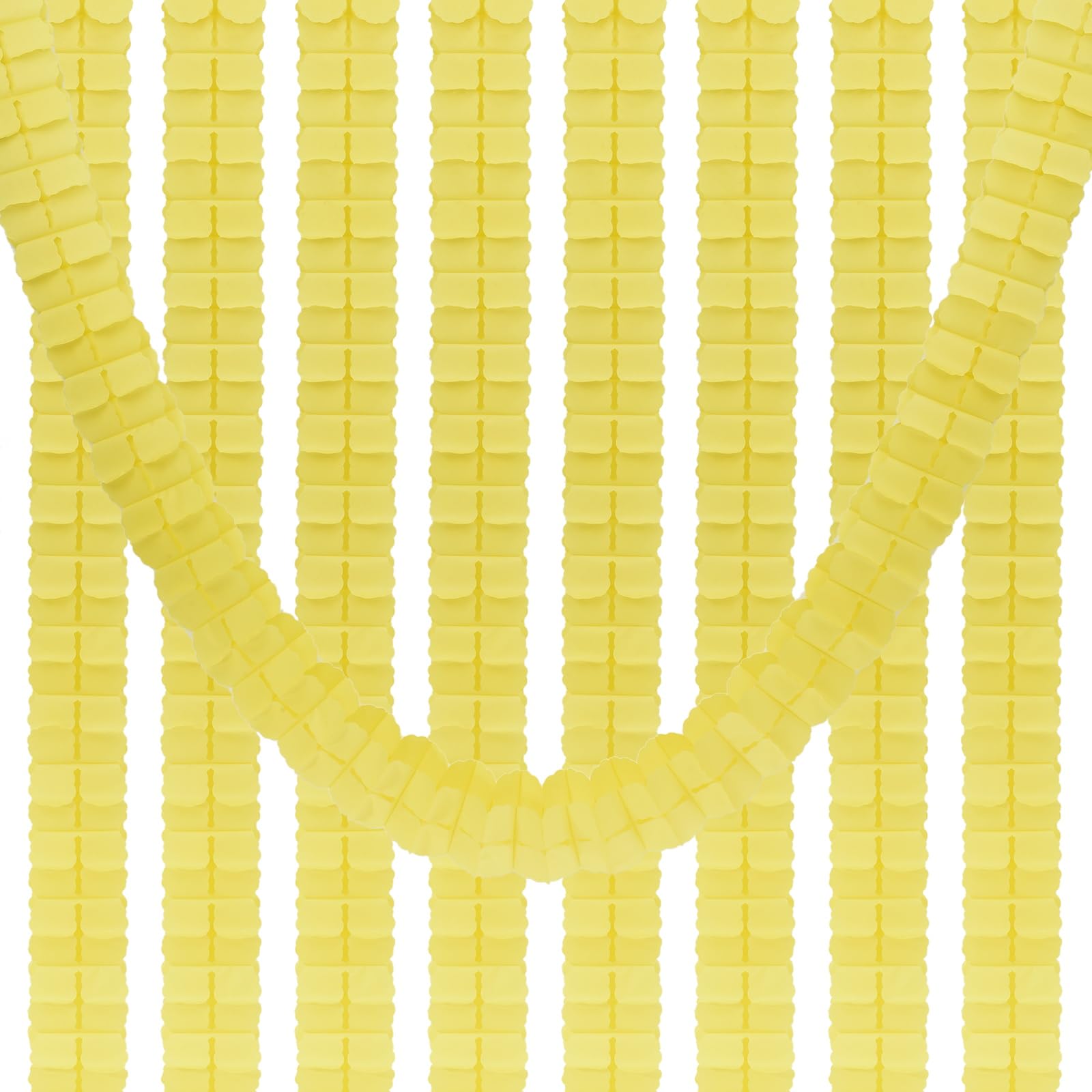 PATIKIL 9.8ft Four-Leaf Garland, 9 Pack Tissue Paper Hanging Flower Garland Reusable Streamers for Party Wedding Backdrop Decorations, Yellow