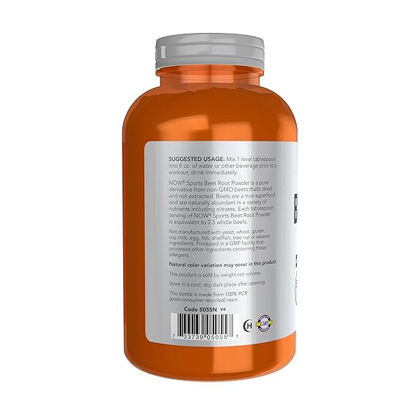 NOW FOODS SPORTS NUTRITION, BEET ROOT POWDER, SUPER FOOD WITH NATURALLY OCCURRING NITRATES, 12-OUNCE
