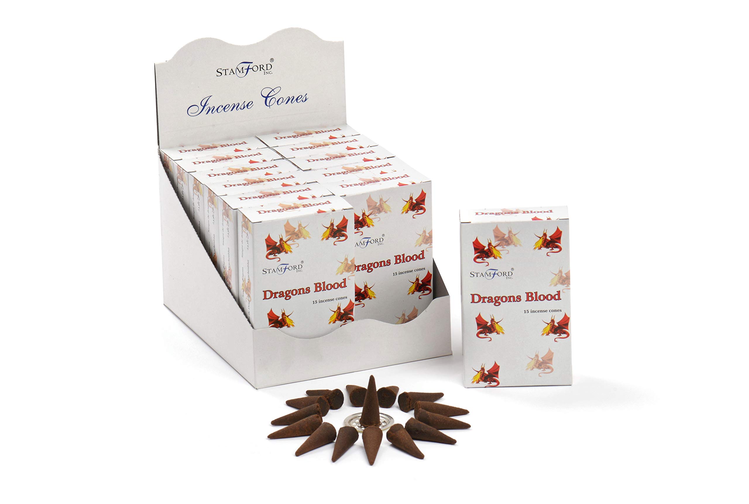Stamford 37175 Dragons Blood Incense Cones, 15 Cones x 12 Packs Black