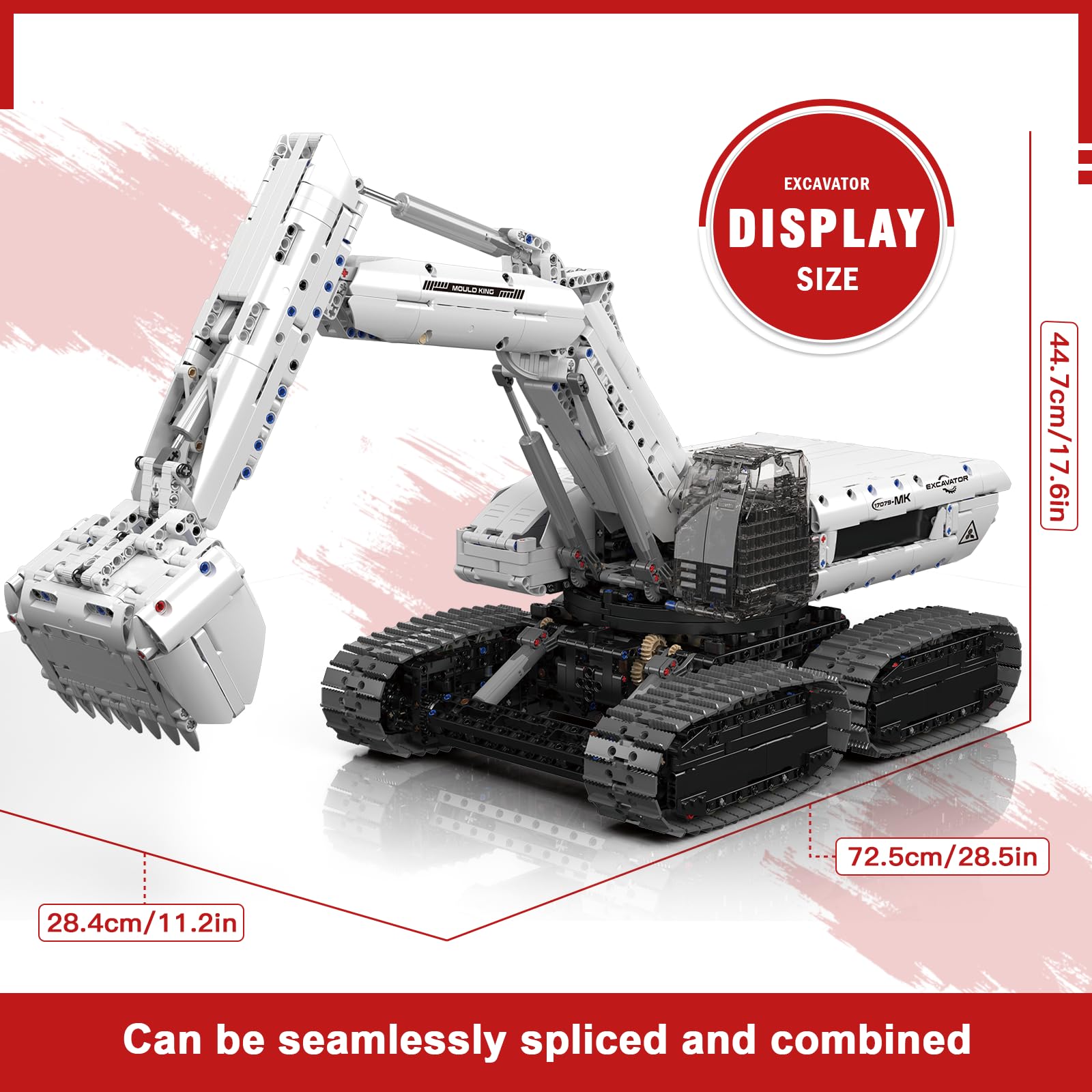 Mould King 17079 Technik Ferngesteuert Bagger Bausatz Bausteine Raupenbagger Klemmbausteine Autokran LKW Bauspielzeug mit Motor Geschenk für Erwachsene(3195 Teile) 2