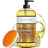 Cellulite Massage Oil with Massager Mitt - 100% Natural Cellulite Oil, Highly Absorbable and Deeply Penetrates Skin- Firms, Tones, Tightens & Moisturizes Skin by Cosmetasa (8.8 oz)