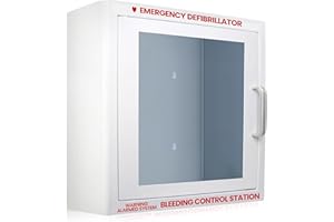 AED Defibrillator Wall Mounted Cabinet – 20-Gauge Industrial Steel, Large Size 17.4 x 17.3 x 6.9 Inch, Durable Metal Storage 