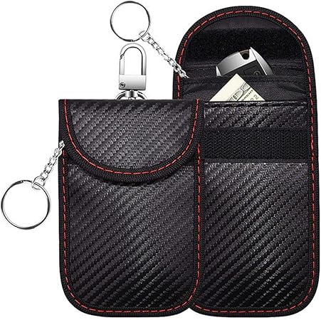 Amazon Jxe Jxo キーケース リレーアタック スマートキーケース キーケース メンズ カードキーケース キーケース 電波遮断ポーチ 車キーケース 車盗難防止 カード入れ 高級炭素繊維素材 カーボン調 ブラック 2枚入 キーケース キーホルダー 車 バイク