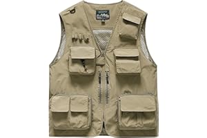 SormGuum Men's Fishing Vest Casual Summer Outdoor Lightweight Safari Work Travel Cargo Photo Vest with Multi-pockets