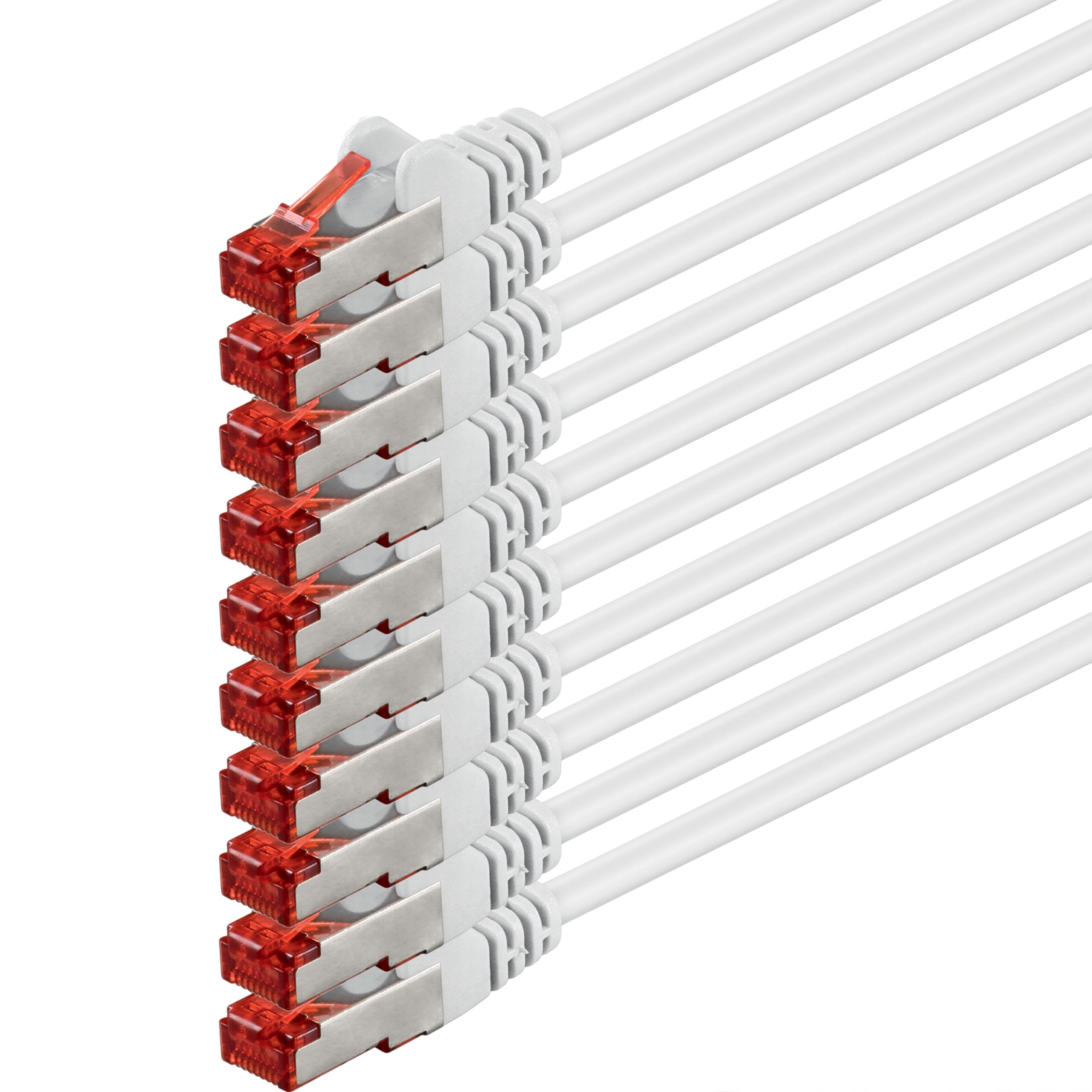1aTTack.de 10x 2m - Cat 6 Network Cable Patch Cable Cat6 RJ45 SFTP - White
