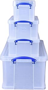 Really Useful Box Storage Pack 4: 48L 12L 9L 3L Clear PP view 2