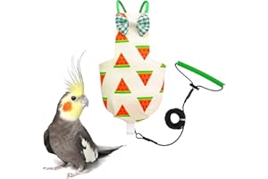VANTRONIK VANFAVORI Bird Diaper Harness Flight Suit Clothes with 80 Inch Flying Leash for Parrots Cockatiel Pet Birds, Watermelon,Including A Cotton Pad