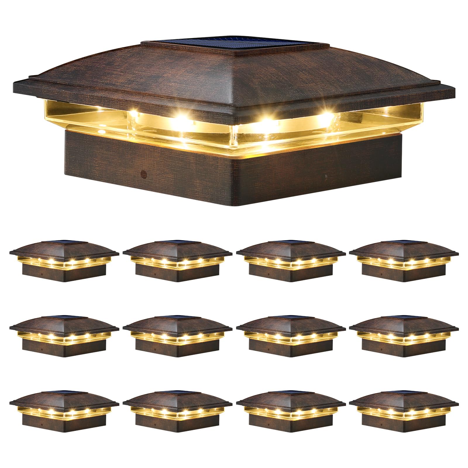 Photo 1 of VOLISUN Solar Post Cap Light Outdoor 16pack,Solar Deck Fence - Post Lights Waterproof for 4x4 Wooden/4x4 Vinyl, with Warm White/Cool White for Garden/Patio/Porch