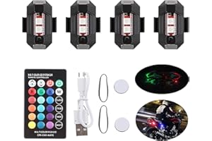 ANKI HAPPIGO 4PCS LED Strobe Drone Lights with Remote, 16 Colors Drone Anti-Collision Lights Mini Wireless USB Rechargeable Night Warning Lighting for Car Motorcycle Aircraft RC Boat Dirt Bike
