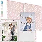 1DOT2 Small Photo Album 4x6 Pictures 2 Pack, Each Hold 36 Vertical Photos, Mini Waterproof Membrane Cover Picture Book for Wedding Baby Family Graduation Travel (Pink with hearts)