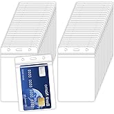 50 Pcs Vertical Plastic Badge Holder, Id Badge Holder Id Card Name Tag Holders with Waterproof Zip Thick Resealable Clear Plastic Name Badges Sleeve Bulk for Office, Home, Conference