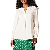 Amazon Essentials Women's Georgette Long Sleeve Relaxed-Fit Popover Blouse