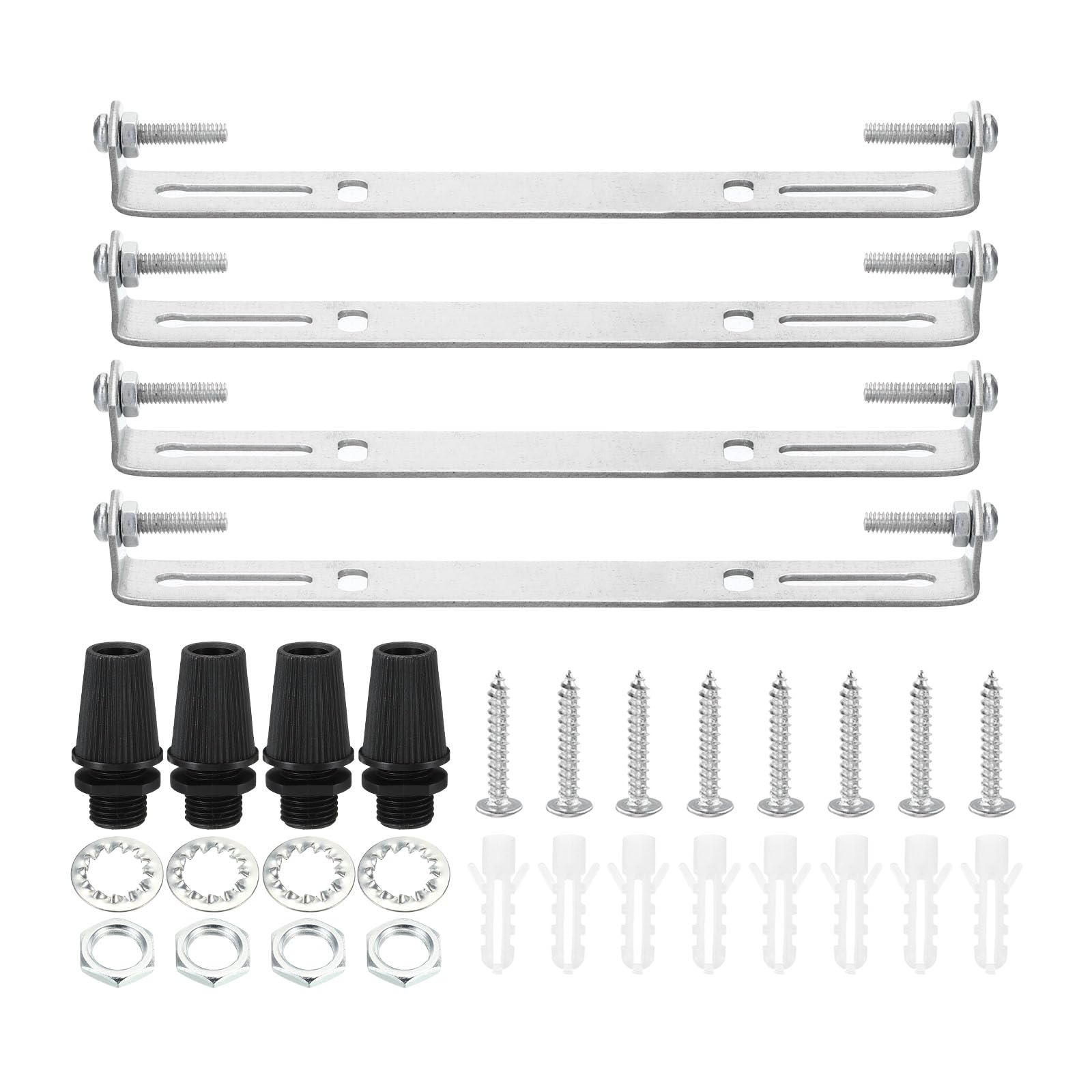 PATIKIL 180mm Ceiling Light Plate Kit, 4 Set Light Fixture Mounting Bracket Plate Steel Crossbar for Home Office Pendant Wall Light, with Screw Washer Nut Kit
