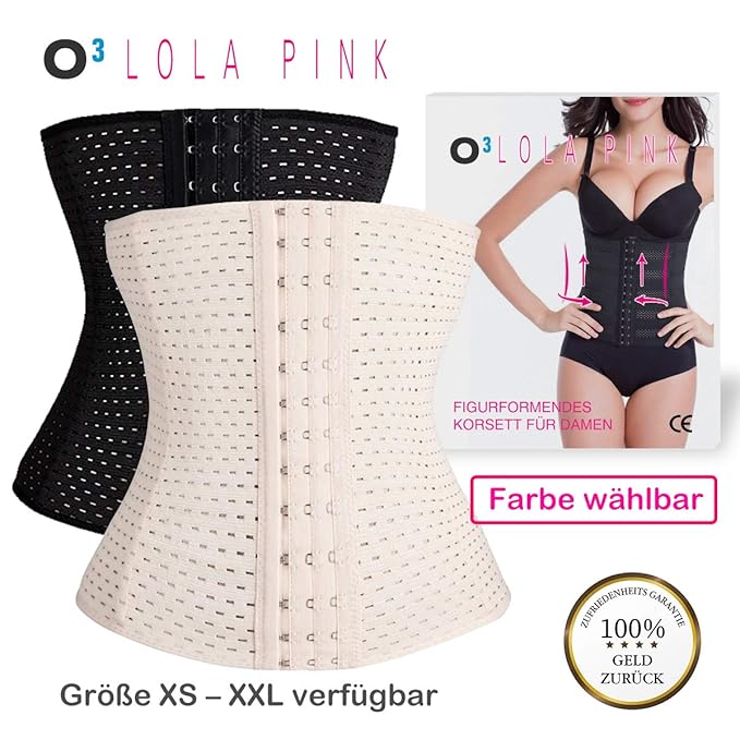 O³ Korsett Bauch Weg Damen // Größe XS – XXL Schwarz oder Nude // Waist Corset
