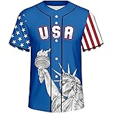Rgubvui Men's American Flag Baseball Jerseys for Independence Day Red White Blue Shirts 4th of July USA Patriotic Jersey