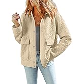 Dokotoo Jackets for Women Casual Long Sleeve Collared Jacquard Coats Trendy Button Down Shacket Jacket with Pockets