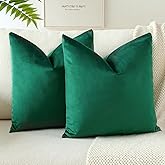 OTOSTAR Velvet Soft Decorative Throw Pillow Covers 24 x 24 Inch Solid Square Cushion Case Home Decor Pillow Covers for Couch Sofa Living Room Bedroom Decorative Pillowcases Set of 2 (Green)