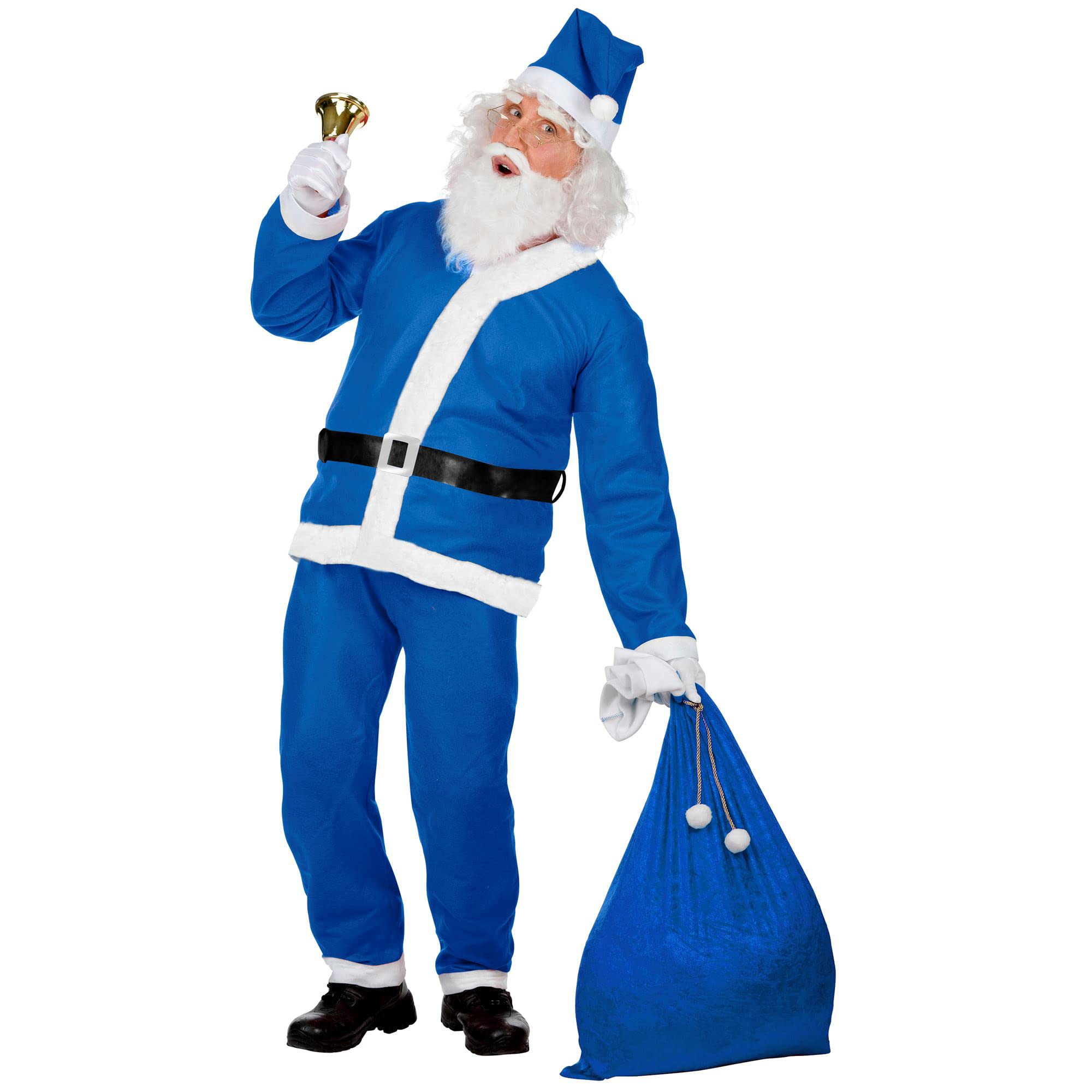 W WIDMANN MILANO Party Fashion - Blue Santa Claus Costume for Men, Carnival, Theme Parties