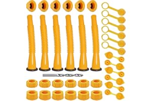 YAMATAKA Gas Can Spout Replacement Kit, Gas Can Nozzle Replacement (6 Kit), For most 1/2/5/10 Gallon Gas Cans.The seal is fully installed you can use it directly. Replacement gas can spout (Yellow)