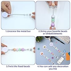 60pcs White Beadable Badge Reels Making Kits