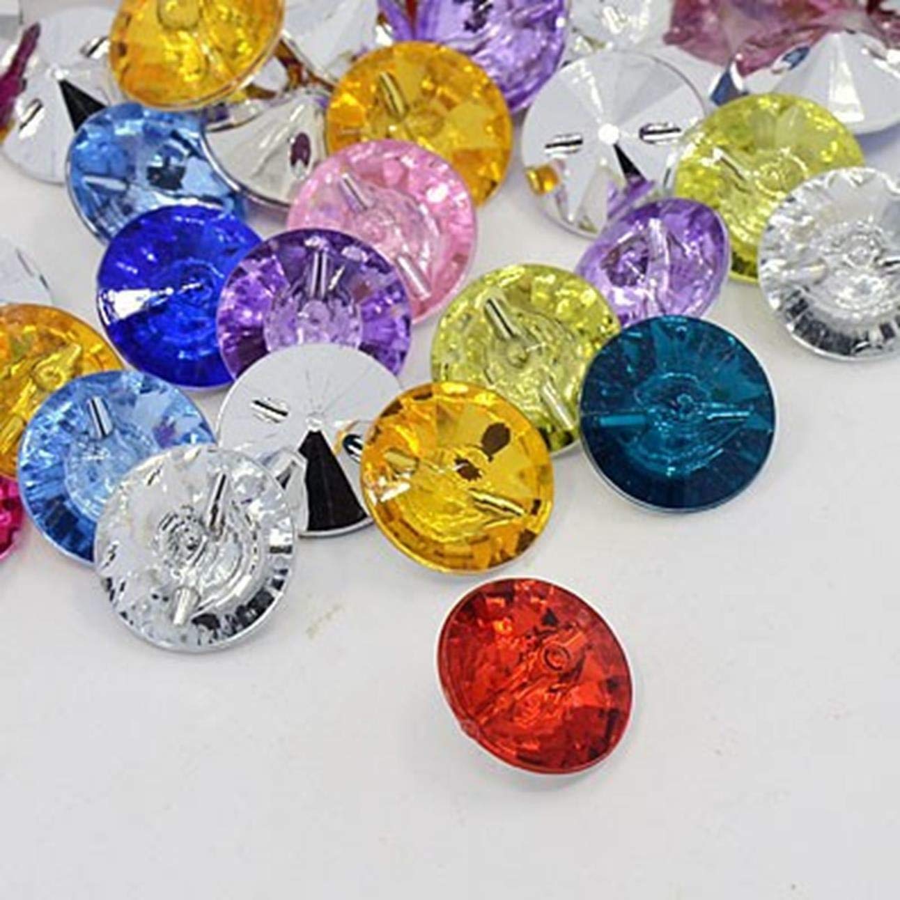 200 pcs - Mixed (Multicolour) Round 15mm Acrylic Crystal Faux 1 Hole Buttons – Knitting, Card Crafts, Scrapbooking, Bling, Clothes