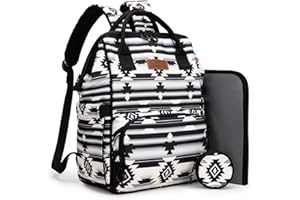 Wrangler Southwest Pattern Diaper Backpack Baby Bag Casual Daypack Travel Backpack Western Multi-Function Bags