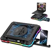 Tilted Nation Gaming Laptop Cooling Pad with USB Hub - Boost Performance, Stay Comfortable - RGB Laptop Cooler Stand with Adjustable Height &amp; Fan Speed, RGB, USB (C + A) Hub, for 15.6" - 19" Laptops