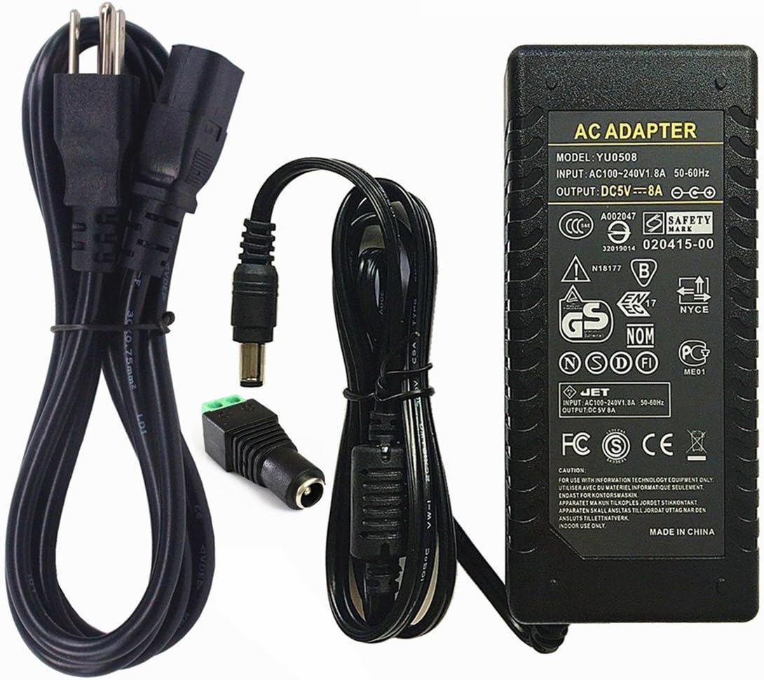 Qidify 5V 8A 40W LED Power Supply Transformer Power Adapter 110V-230V, LED Adapter Driver Transformer for LED SMD RGB