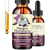 Amazing Botanicals Organic Mucuna Alcohol-Free Liquid Extract – Mucuna Pruriens Tincture – Alcohol Free Herbal Supplement – No Glycerin, Vegan, Non-GMO, USA Made – 30ml/1oz