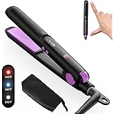 Elilier Mini Ceramic Flat Iron 0.7 Inch, Hair Straightener for Short Hair, Curls, Bangs - Adjustable Temperature, Portable Dual Voltage with Travel Pouch for Women, Men